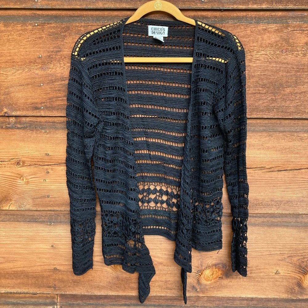 Crochet Tie-Waist Cardigan Vintage Chico's